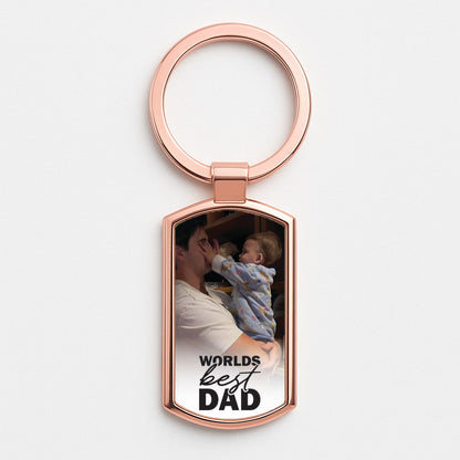 World's Best Dad Personalised Rose Gold Keyring