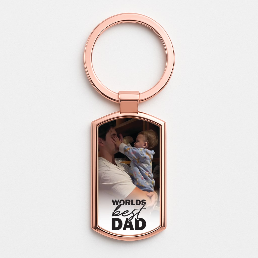 World's Best Dad Personalised Rose Gold Keyring