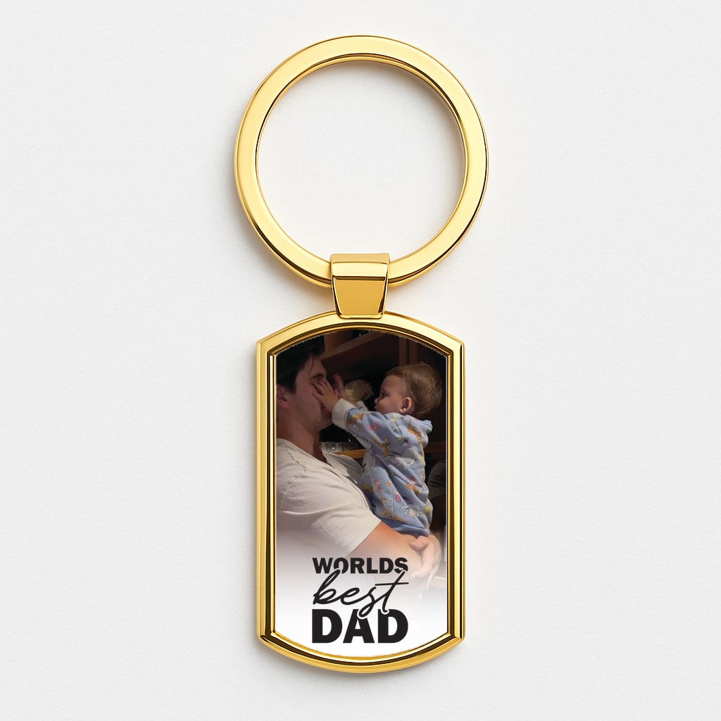 World's Best Dad Personalised Gold Keyring