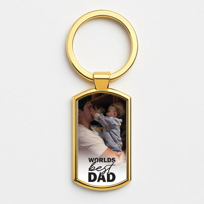 World's Best Dad Personalised Gold Keyring
