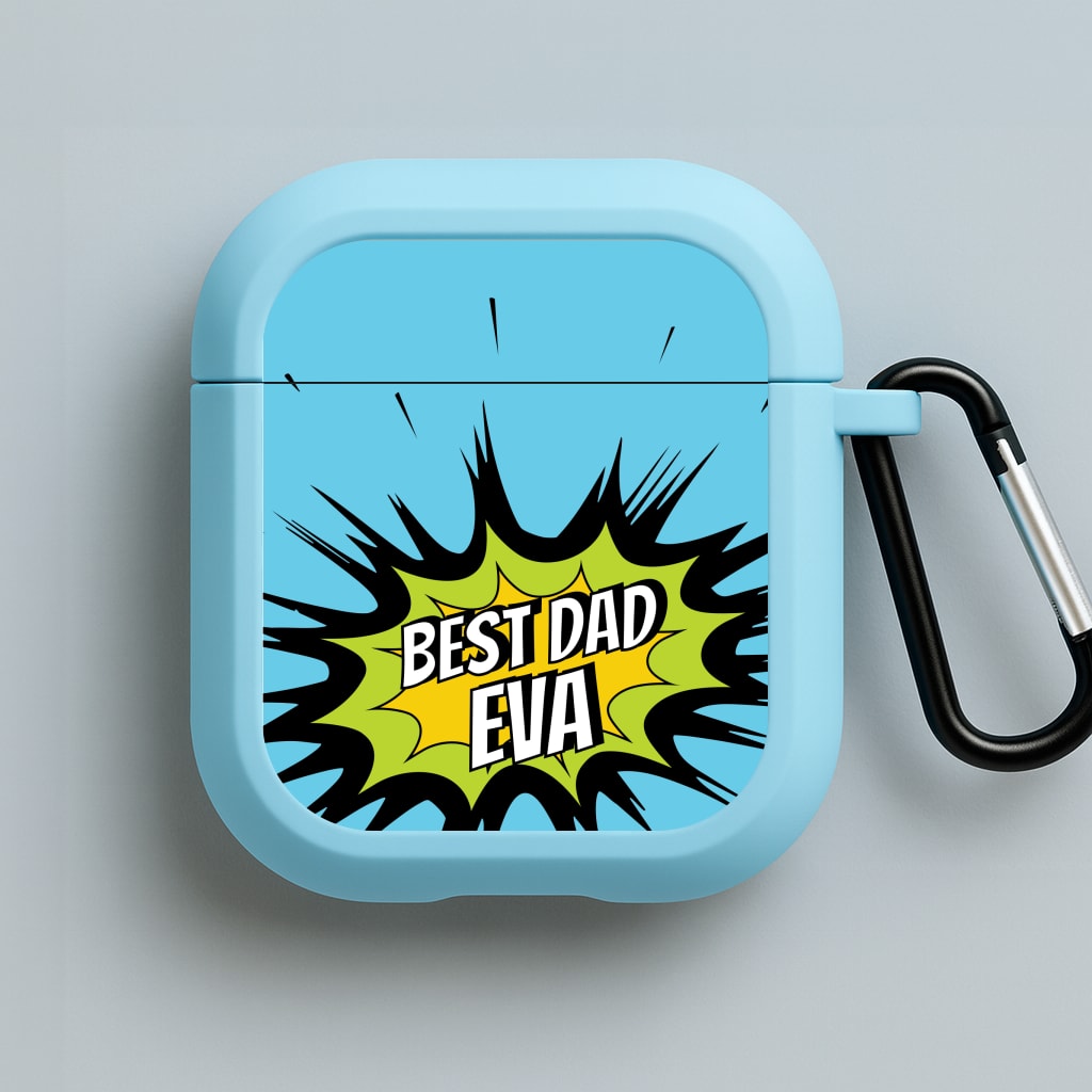 Comic Book Best Dad Eva Blue AirPods Case