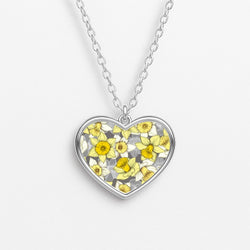 Daffodil Daze - Spring Pattern Heart Necklace