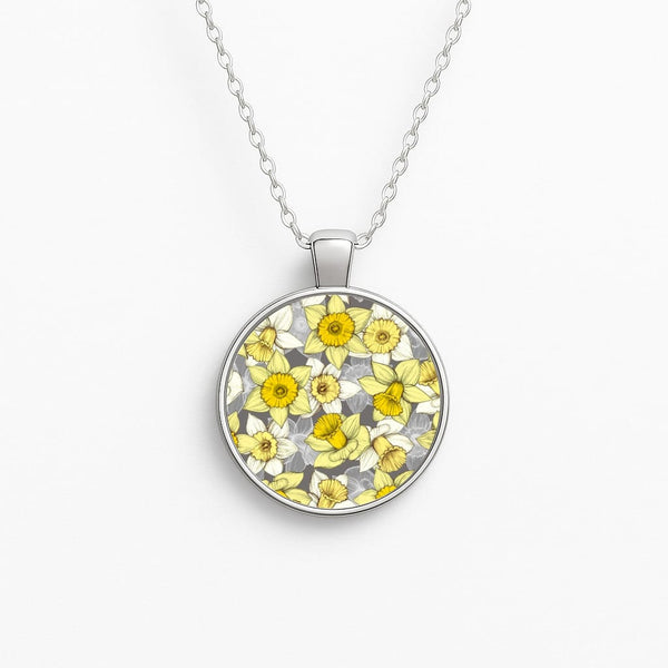 Daffodil Daze - Spring Pattern Circle Necklace