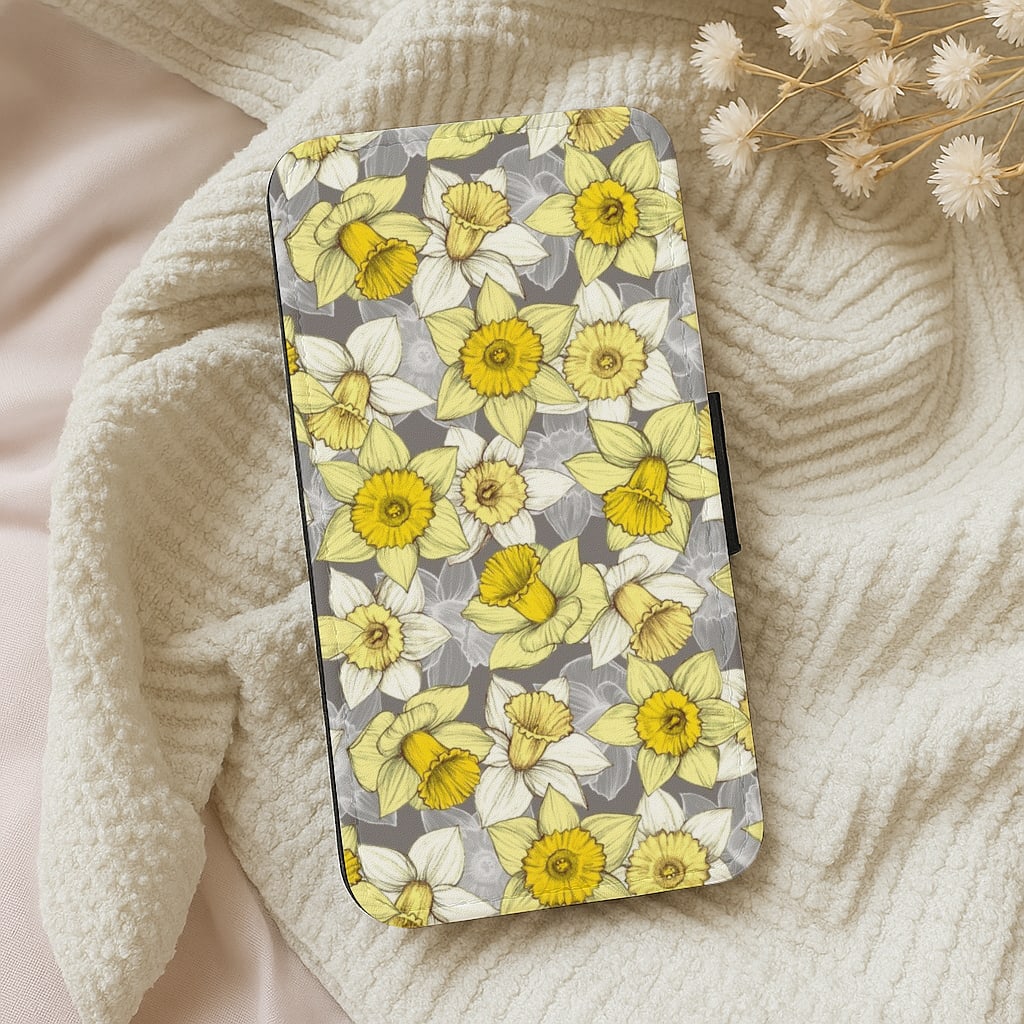 Daffodil Daze - Spring Pattern Flip Wallet Phone Case