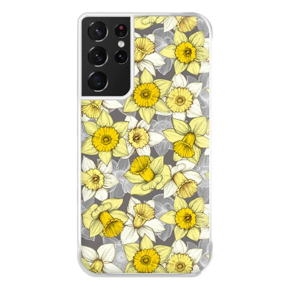 Daffodil Daze - Spring Pattern Phone Case for Galaxy S21 Ultra