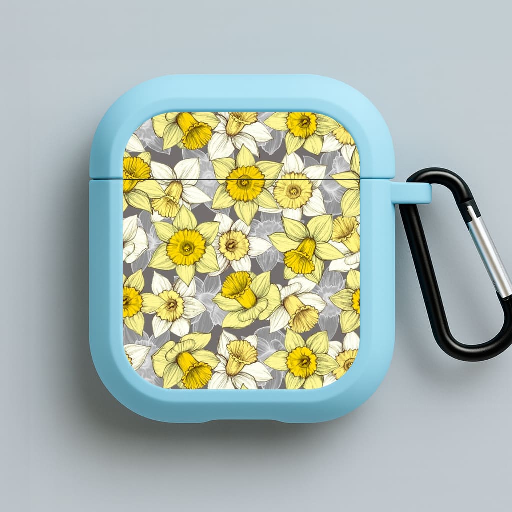 Daffodil Daze - Spring Pattern Blue AirPods Case