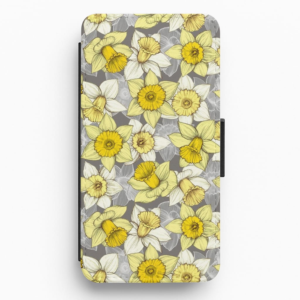 Daffodil Daze - Spring Pattern Flip Wallet Phone Case