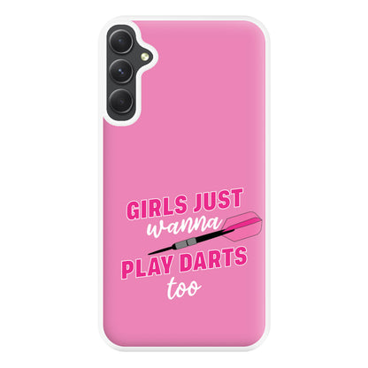 Girls Just Wanna Play Darts Too Phone Case for Galaxy A34