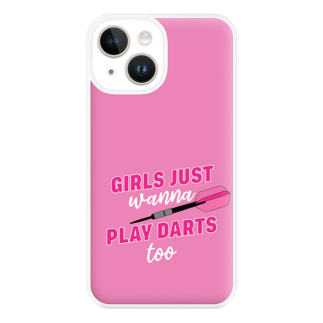 Girls Just Wanna Play Darts Too Phone Case for iPhone 14