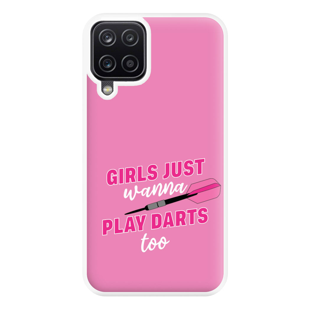 Girls Just Wanna Play Darts Too Phone Case for Galaxy A12