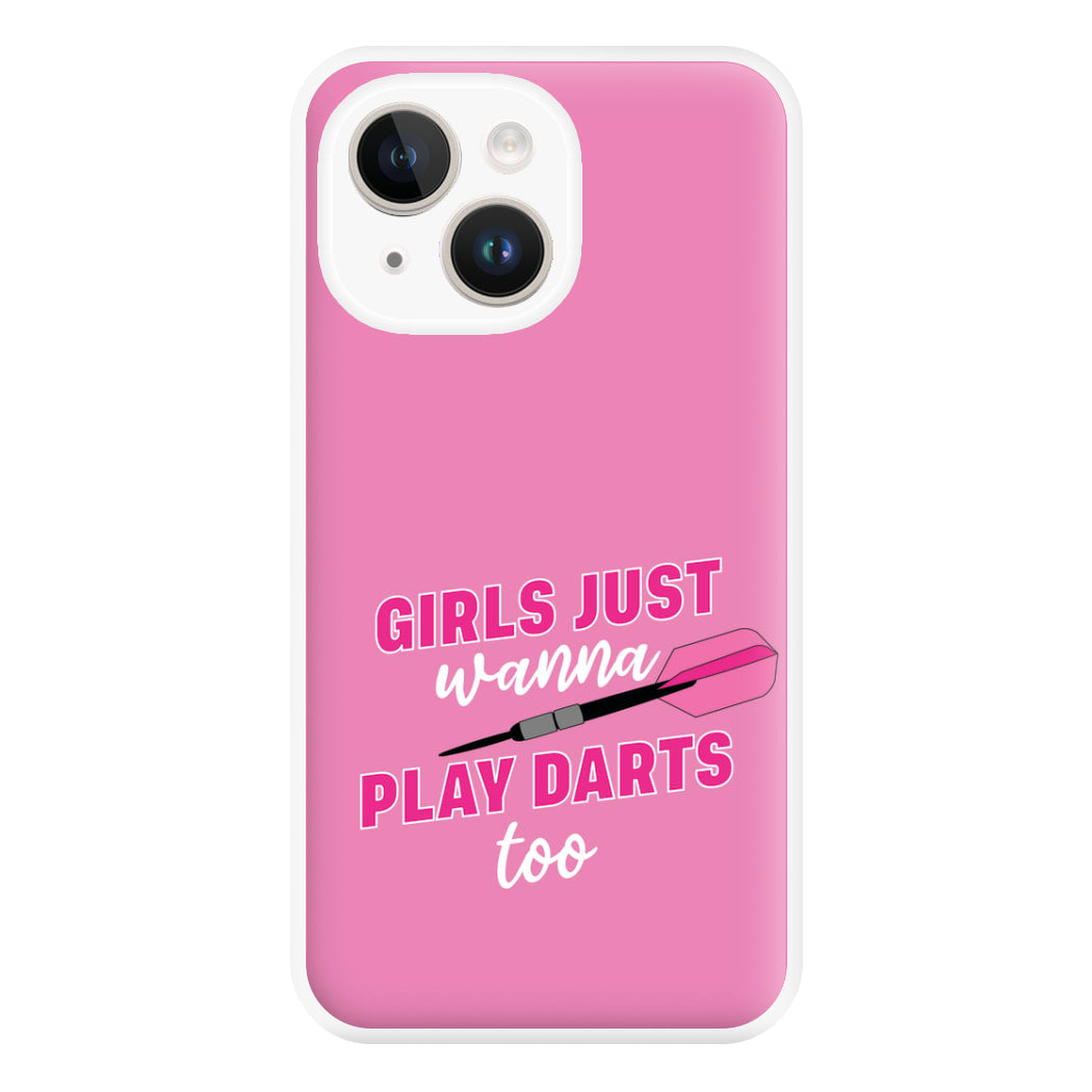 Girls Just Wanna Play Darts Too Phone Case for iPhone 14 Plus