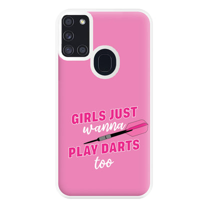 Girls Just Wanna Play Darts Too Phone Case for Galaxy A21s