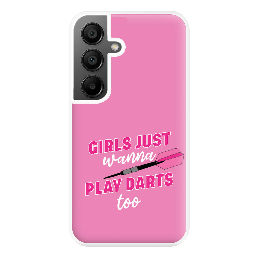 Girls Just Wanna Play Darts Too Phone Case for Galaxy A55