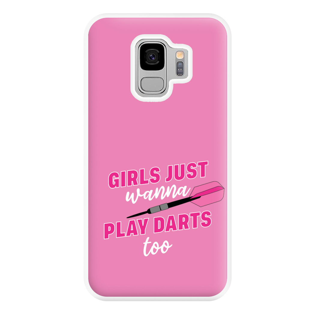 Girls Just Wanna Play Darts Too Phone Case for Galaxy S9 Plus