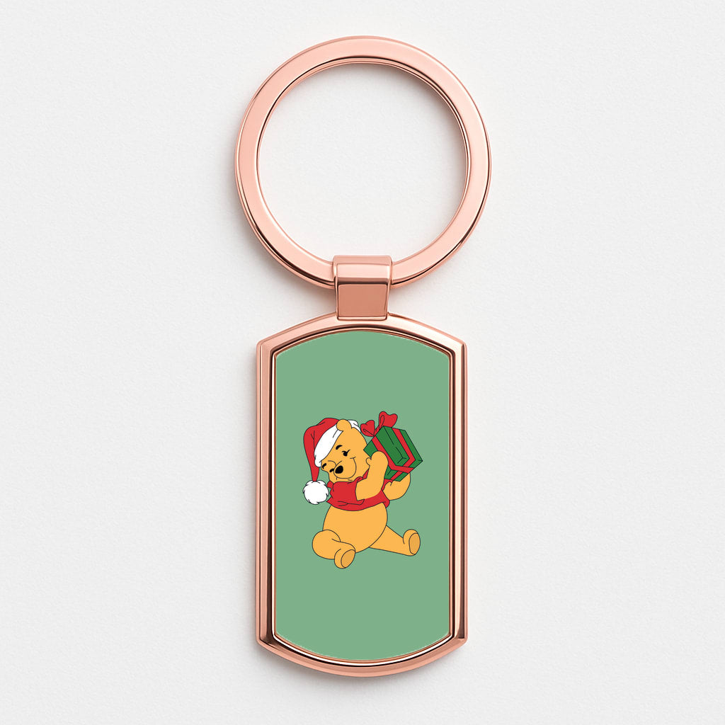 Winnie Christmas Rose Gold Keyring