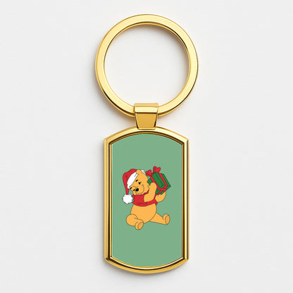 Winnie Christmas Gold Keyring