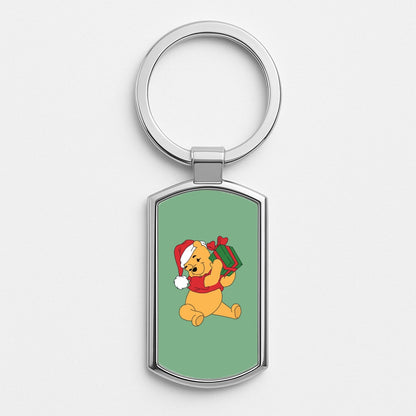 Winnie Christmas Silver Keyring