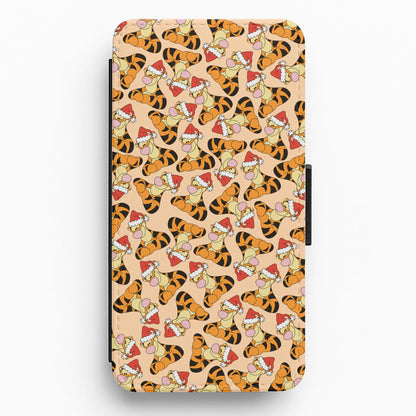 Tiger Pattern Christmas Flip / Wallet Phone Case