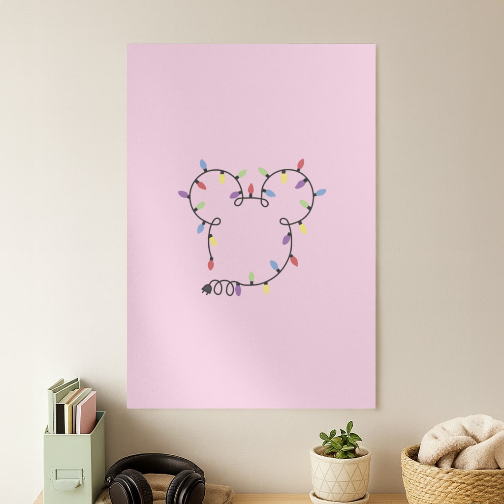 Mouse Christmas Lights Christmas Poster