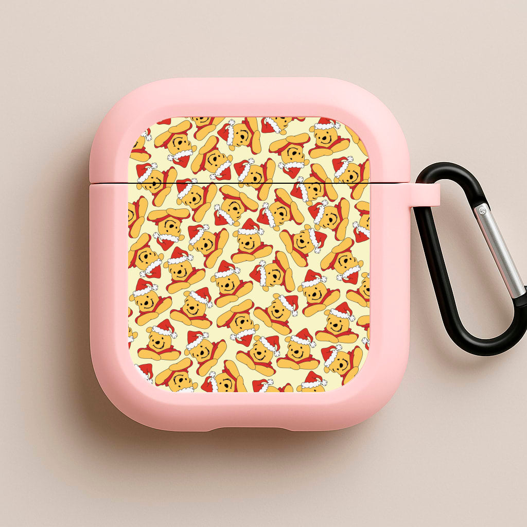 Winnie Pattern Christmas Pink AirPods Case