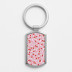 Pig Pattern Christmas Silver Keyring