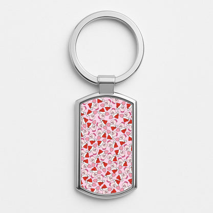 Pig Pattern Christmas Silver Keyring