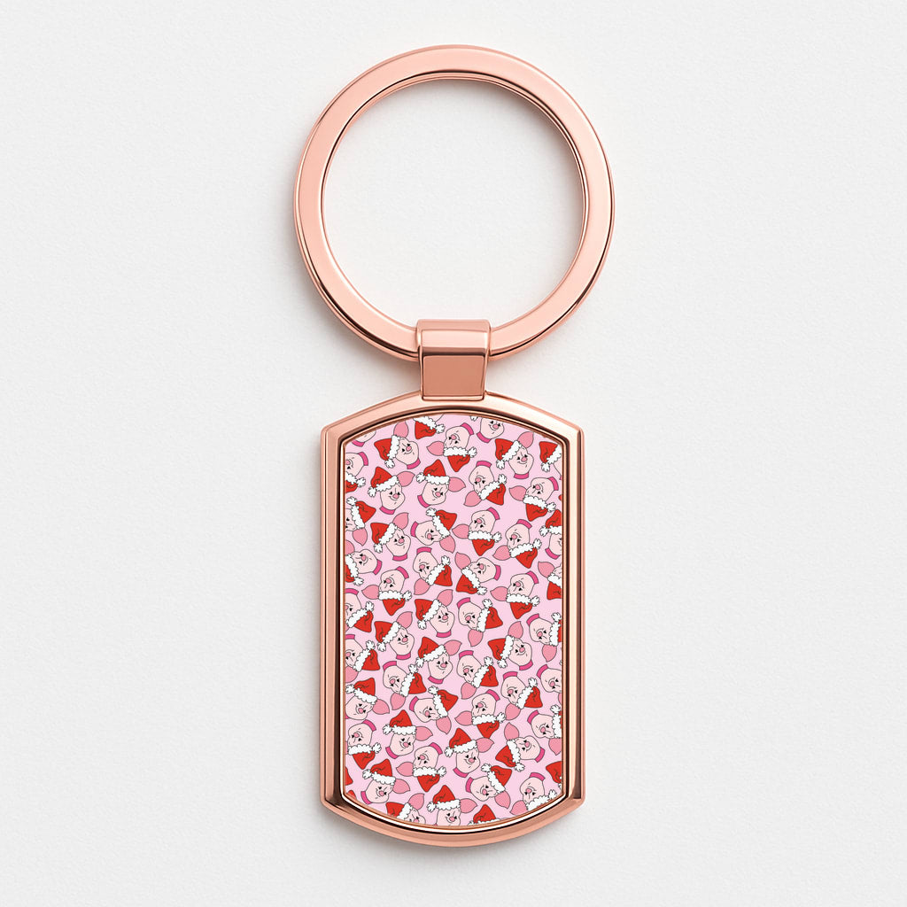 Pig Pattern Christmas Rose Gold Keyring