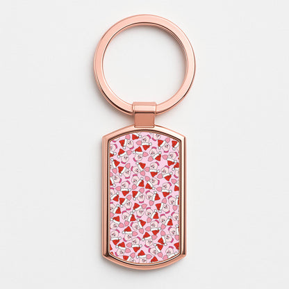 Pig Pattern Christmas Rose Gold Keyring