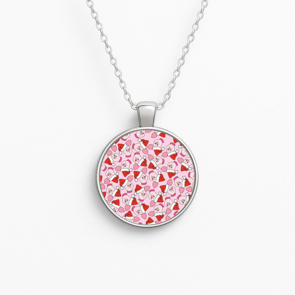 Pig Pattern Christmas Circle Necklace