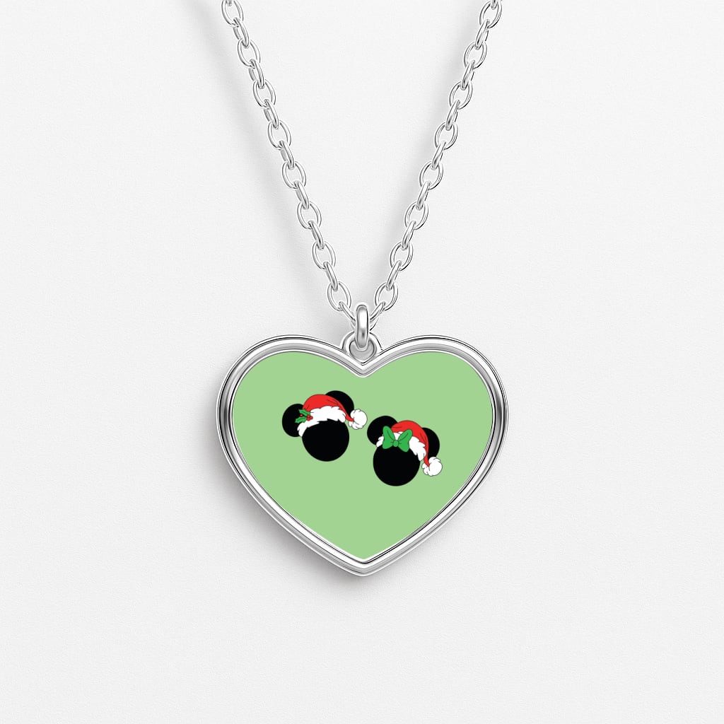 Festive Mice Christmas Heart Necklace