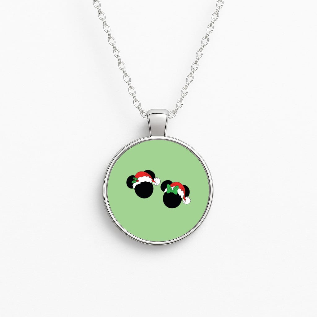 Festive Mice Christmas Circle Necklace