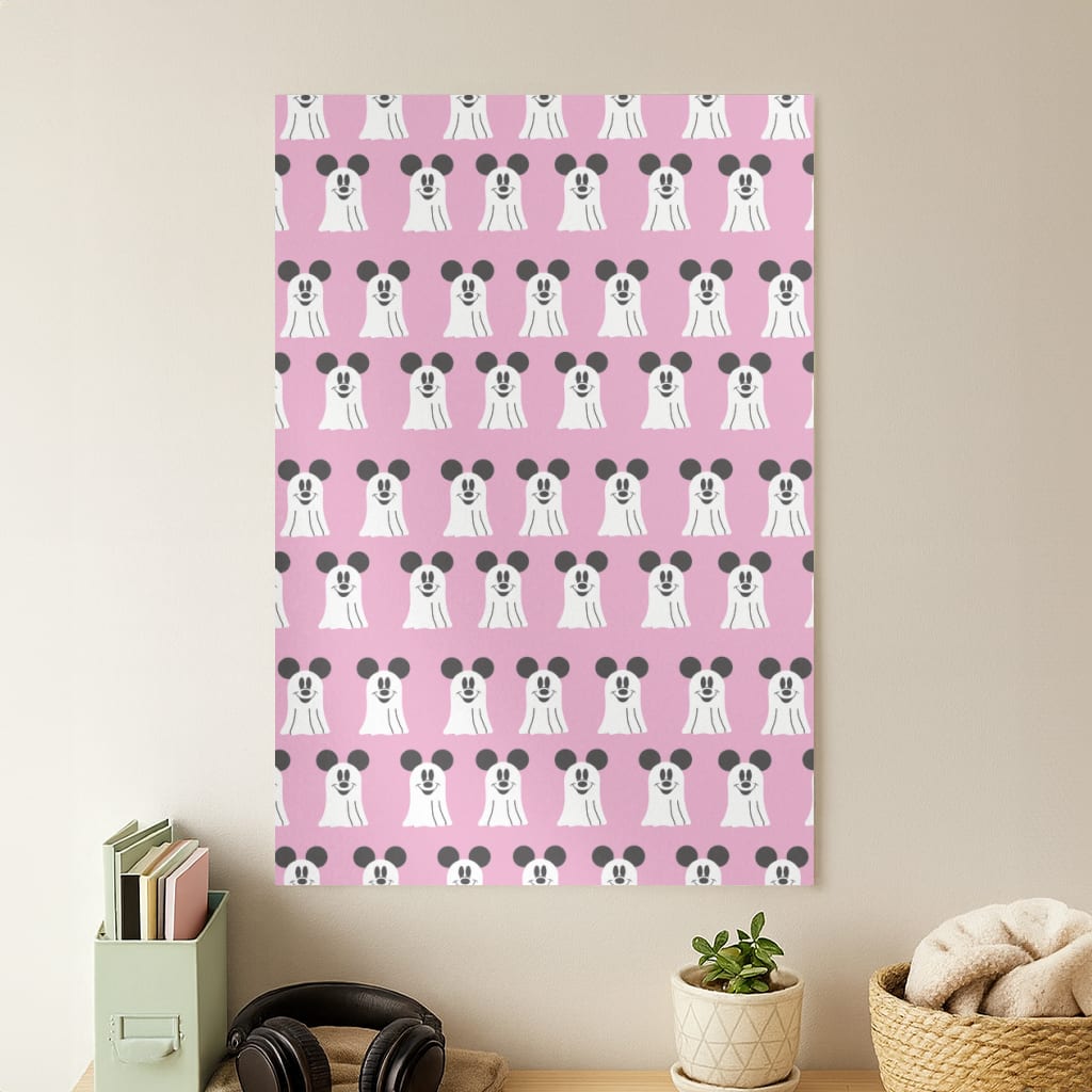 Mouse Ghost Pattern Halloween Poster