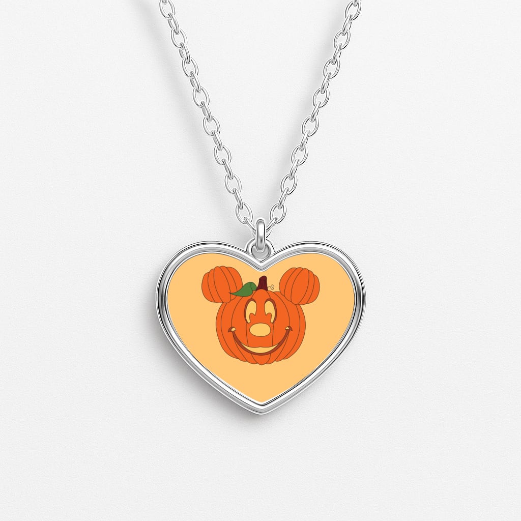 Mouse Pumpkin Halloween Heart Necklace