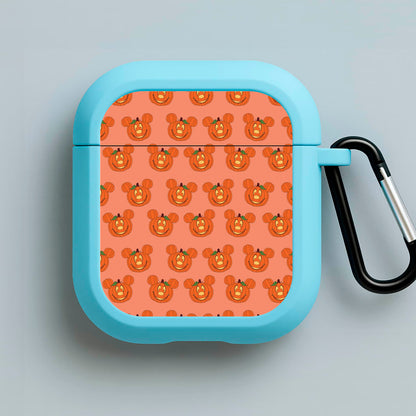 Mouse Pumpkin Pattern Halloween Blue AirPods Case