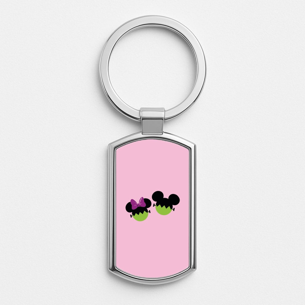 Frankenstein Mice Halloween Silver Keyring