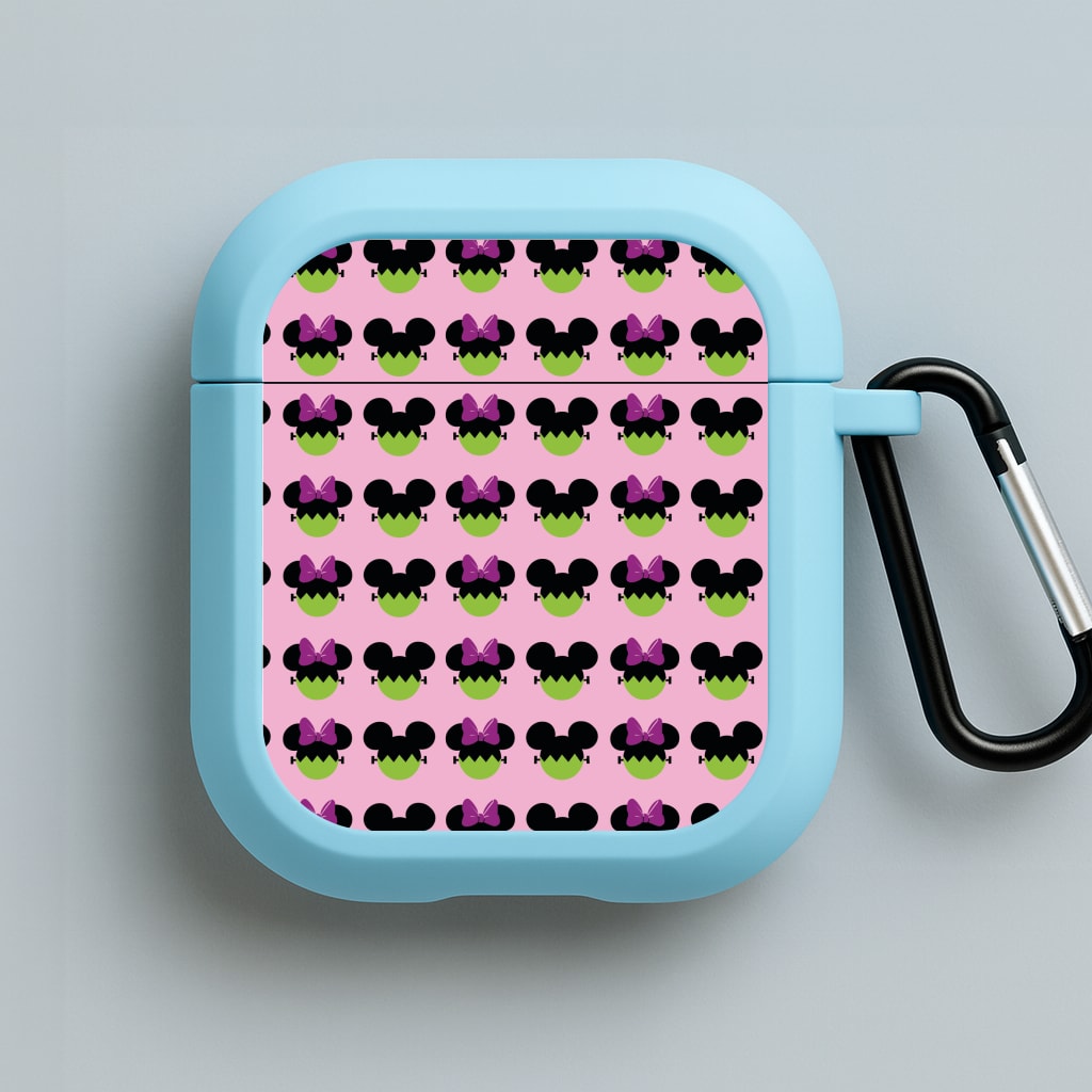 Frankenstein Mice Pattern Halloween Blue AirPods Case