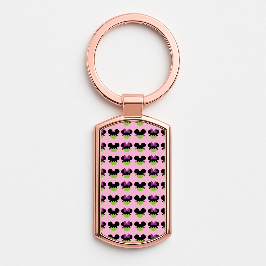 Frankenstein Mice Pattern Halloween Rose Gold Keyring