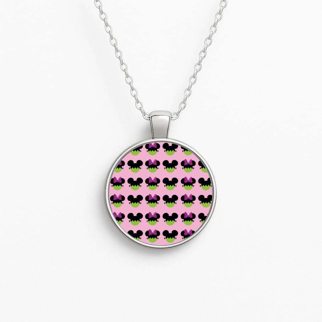 Frankenstein Mice Pattern Halloween Circle Necklace