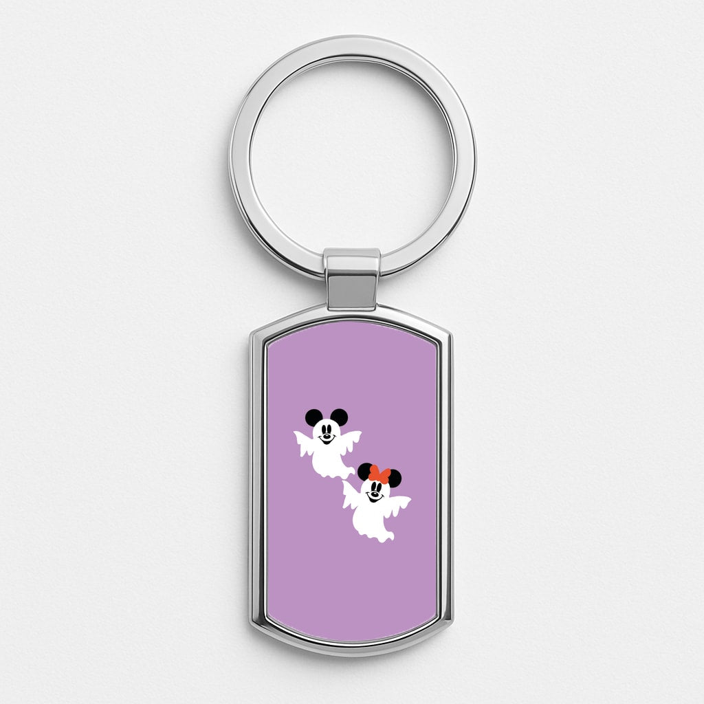 Mice Ghost Halloween Silver Keyring