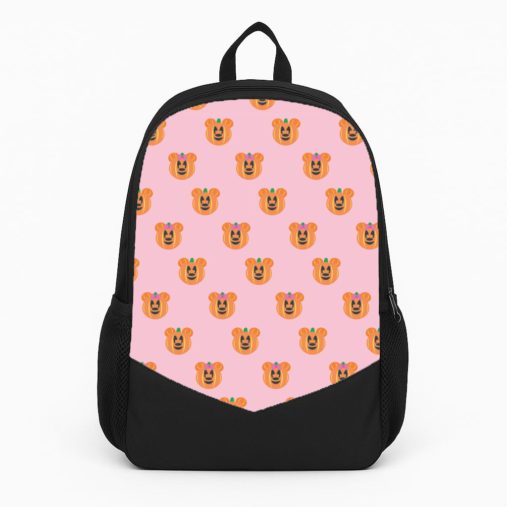 Female Mouse Pumpkin Pattern Halloween Large Backpack