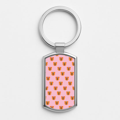 Female Mouse Pumpkin Pattern Halloween Silver Keyring
