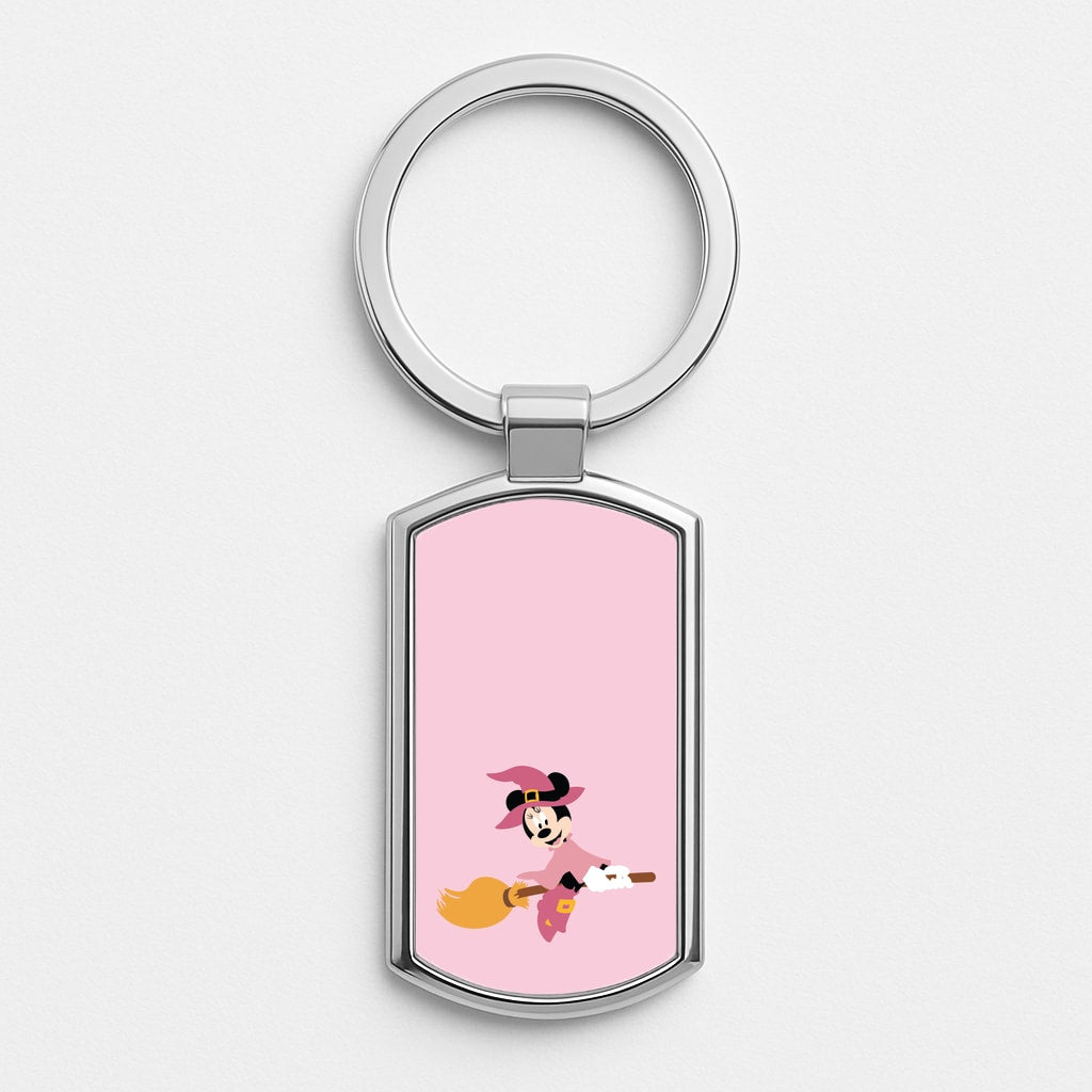 Witch Female Mouse Halloween Silver Keyring