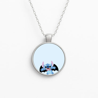 Vampire Alien Blue Halloween Necklace