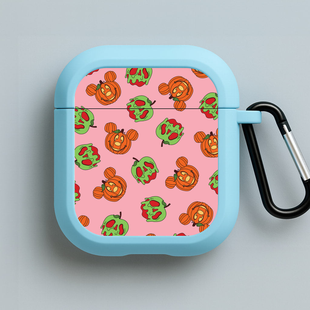 Pumpkin Mouse And Poison Apple Pattern Blue AirPods Case