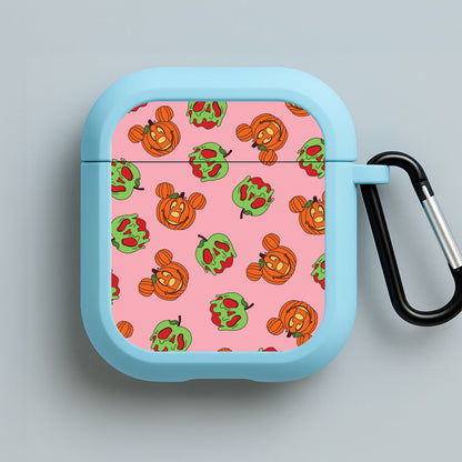 Pumpkin Mouse And Poison Apple Pattern Blue AirPods Case