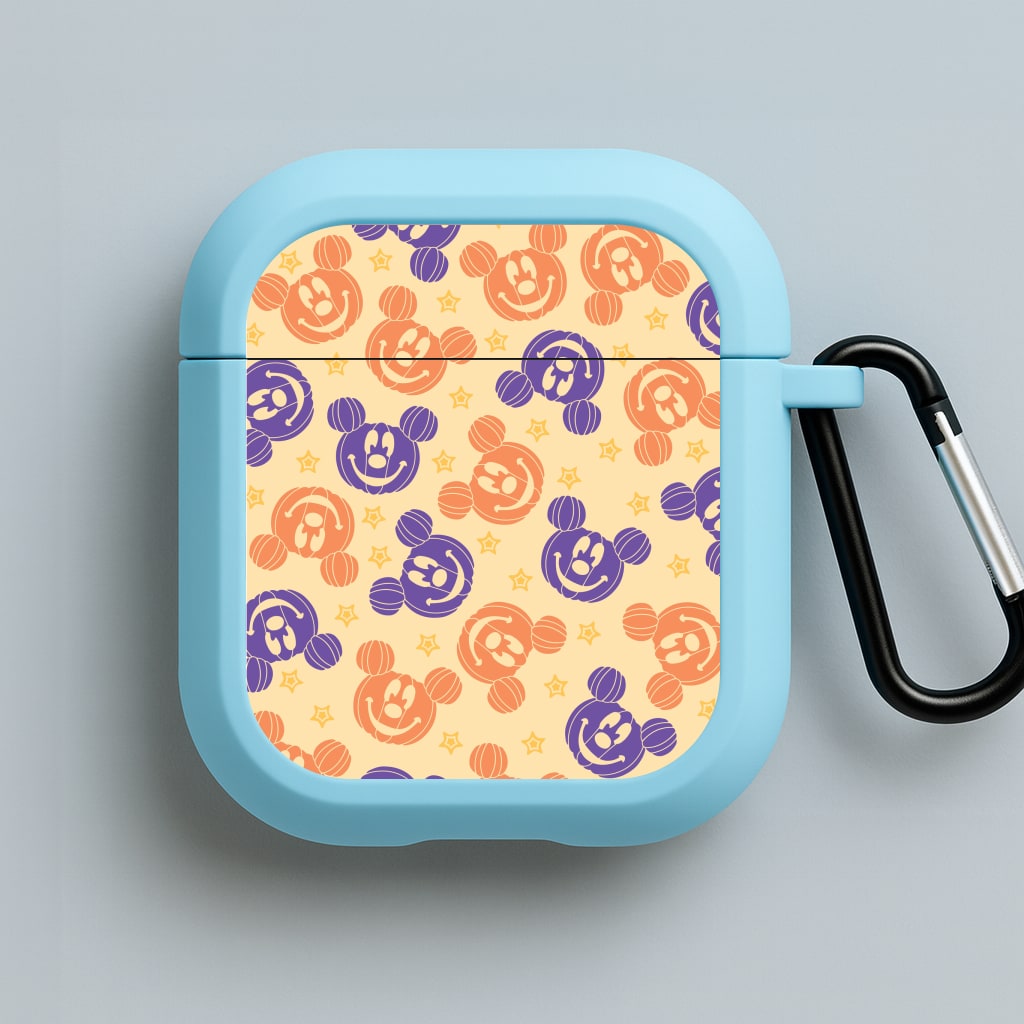 Pumkin Mouse And Stars Pattern Blue AirPods Case