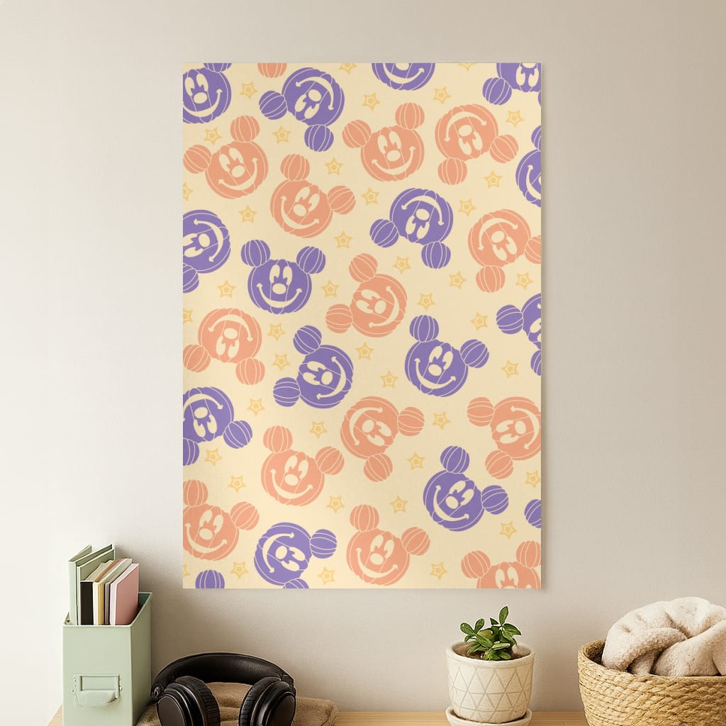 Pumkin Mouse And Stars Pattern Poster