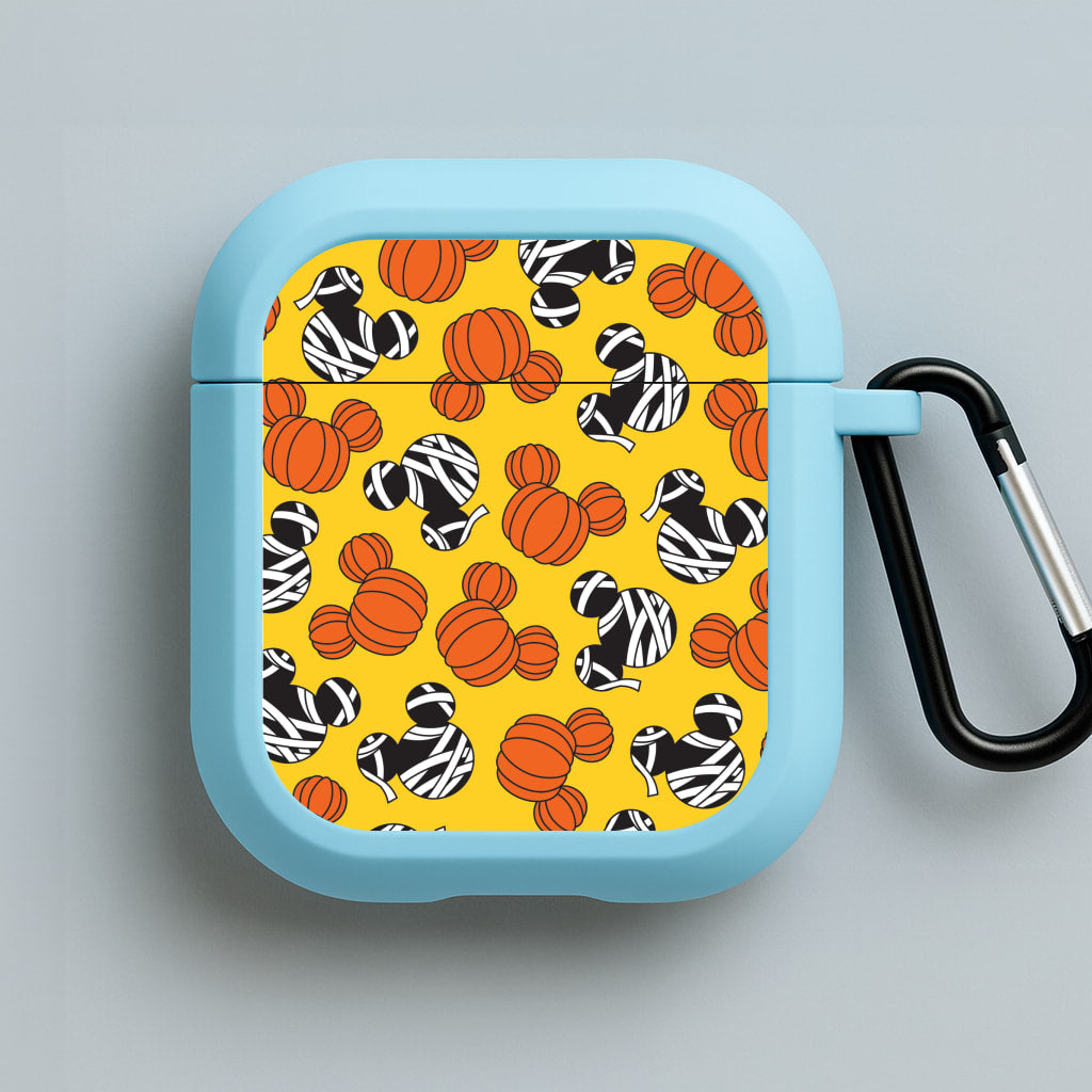 Pumpkin And Mummy Mouse Pattern Blue AirPods Case