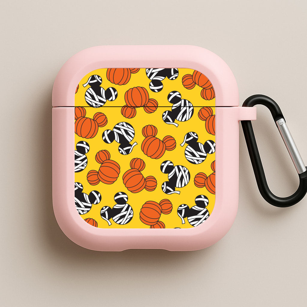 Pumpkin And Mummy Mouse Pattern Pink AirPods Case