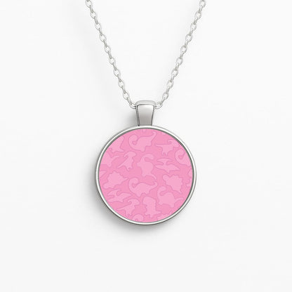 Pink Pattern - Dinosaurs Circle Necklace